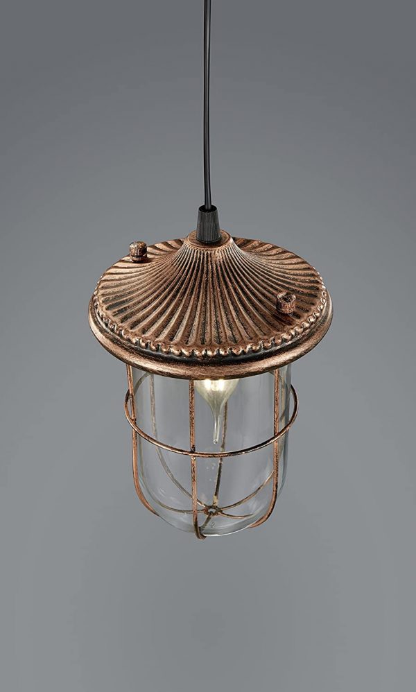 lámpara de techo de cristal y bronce