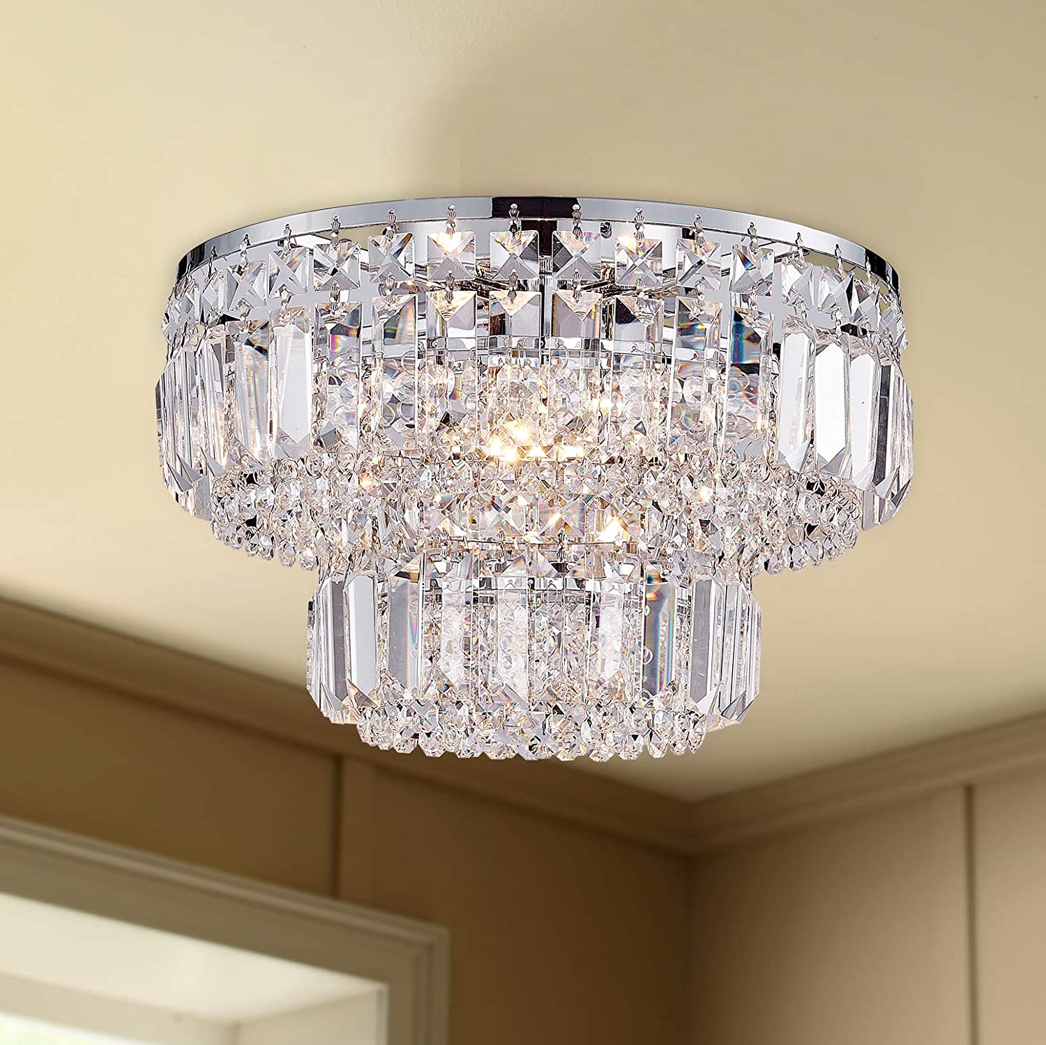 lámpara de techo empotrada cromo cristal LÁMPARA DE TECHO DE CRISTAL