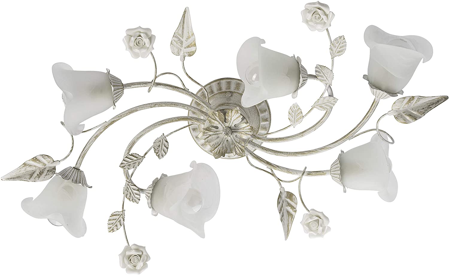 lámpara de techo florar dorada y blanca lámpara de techo superficial 4 luces