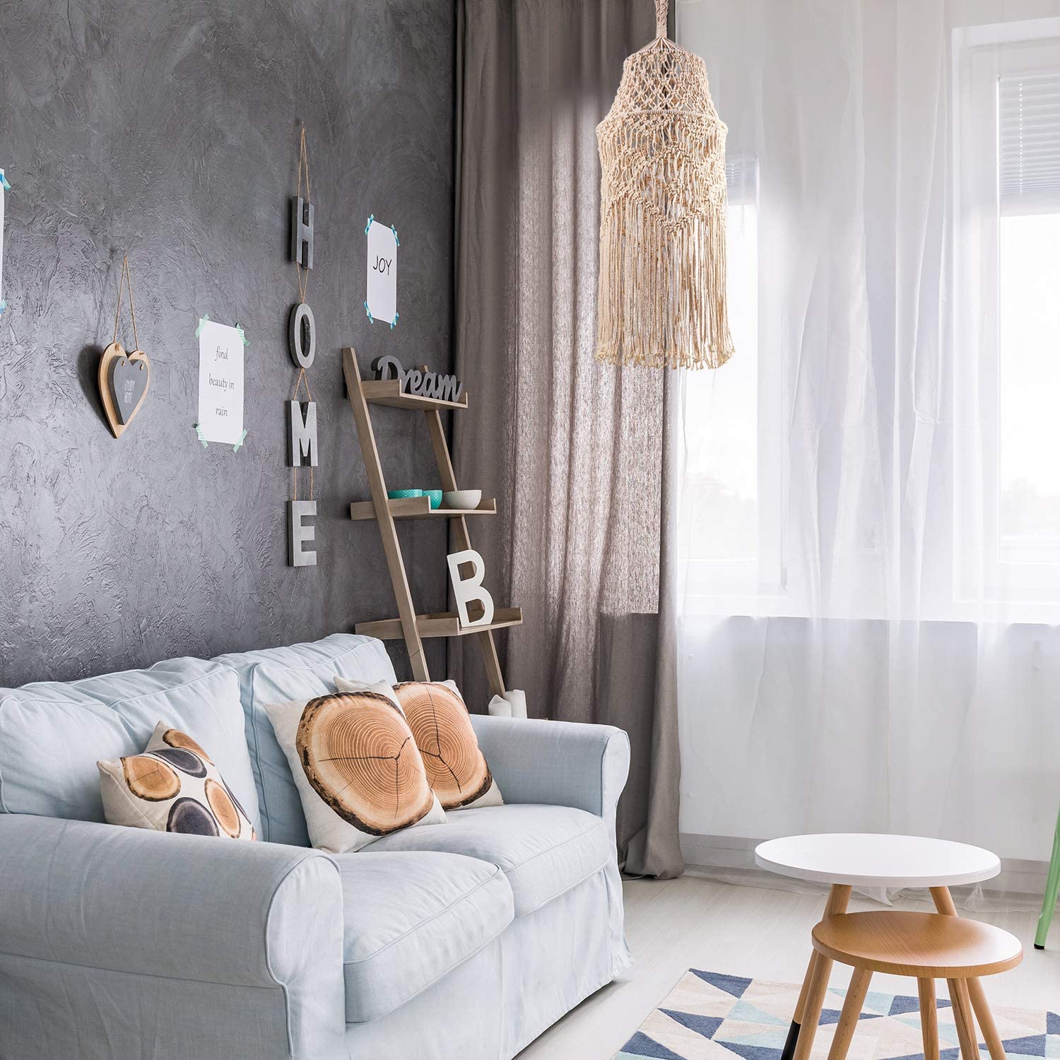 lámpara de techo tejido boho lámpara colgante macramé