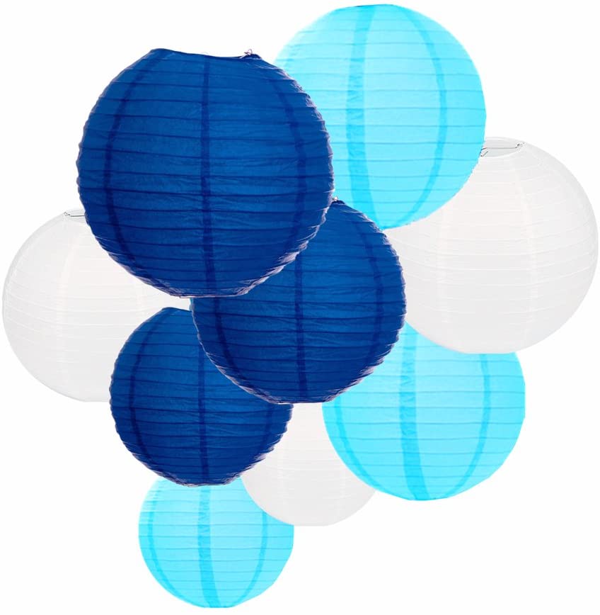 linternas de papel azules farolillos de papel